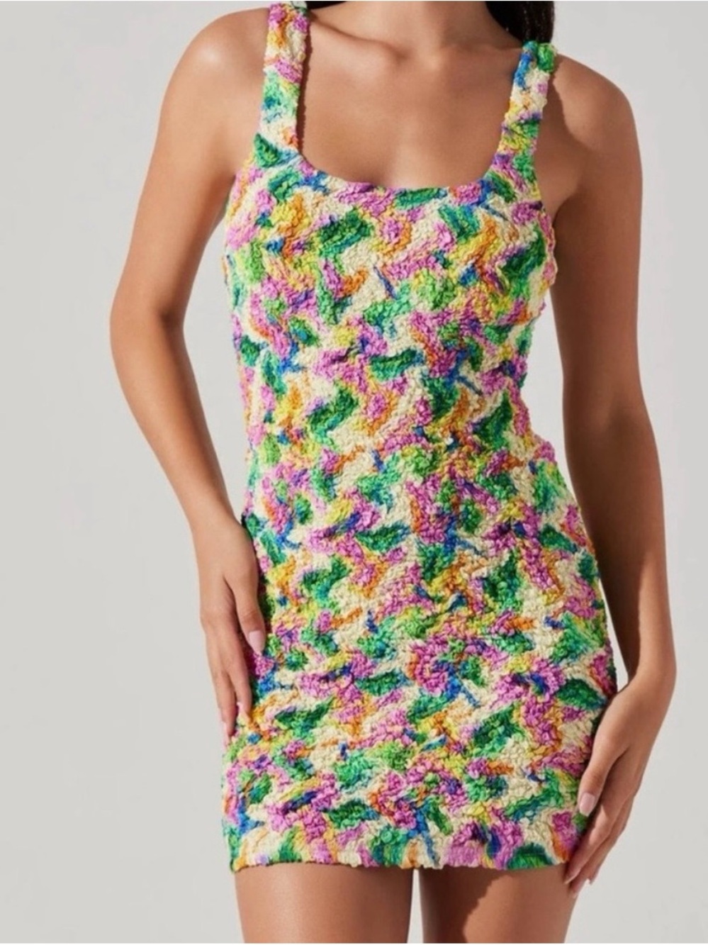 ASTR the Label Multicolor Textured Knit Tank Dress - Women